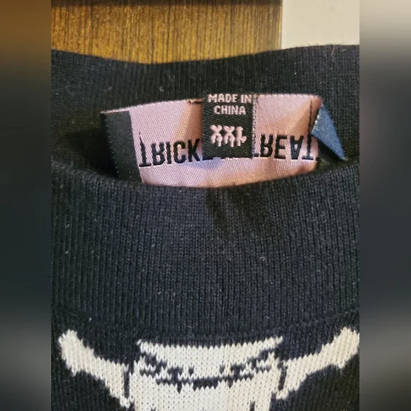 Dollskill Trick N Treatz Skeleton Print Black Knit Crop Sweater and Skirt Set - Picture 3 of 4